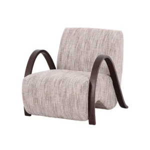 Olaf Accent Chair Walnut Veneer Beige Fabric
